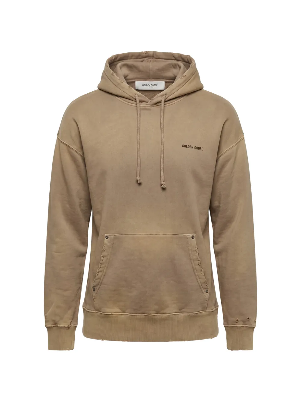 Golden Goose distressed logo-print hoodie - Toni neutri