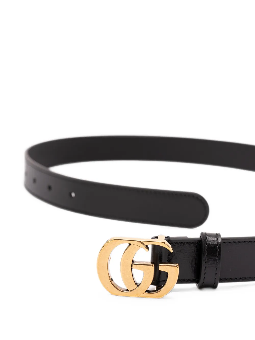 Gucci Smalle riem met uitgesneden GG Marmont Zwart