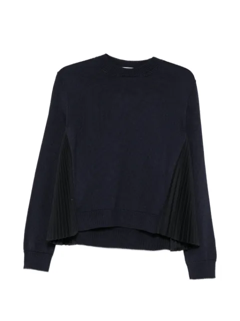 Nude pleated-panel sweater