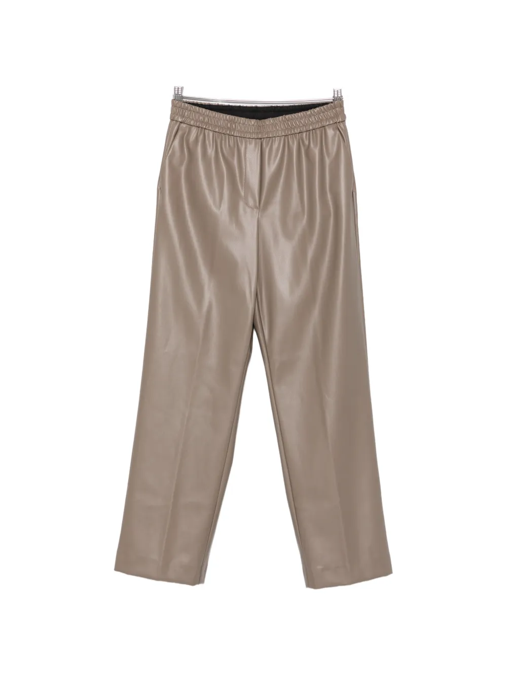 Nude elasticated-waistband faux-leather trousers - Grigio