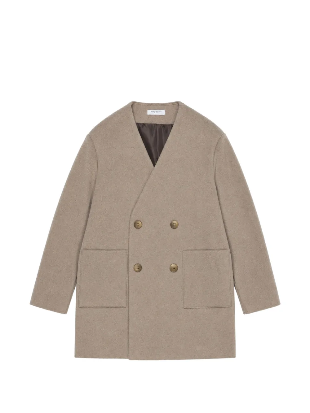 Paolo Pecora Kids double-breasted collarless coat - Nude