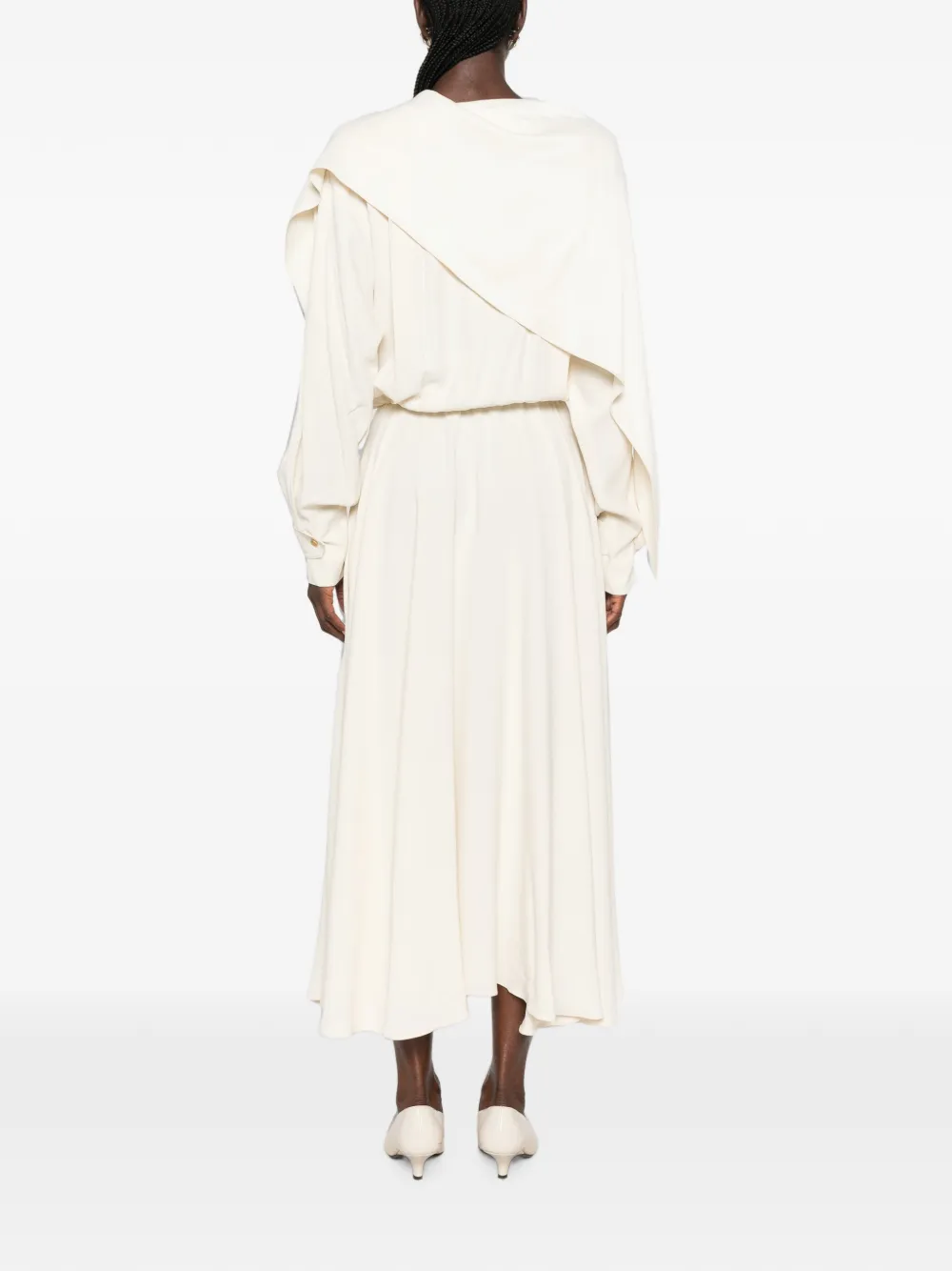 Alberta Ferretti Jurk met cape-effect en V-hals Wit
