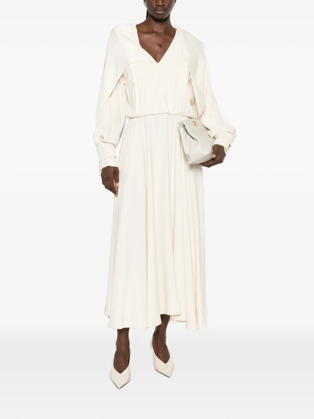 Alberta Ferretti Jurk met cape-effect en V-hals Wit