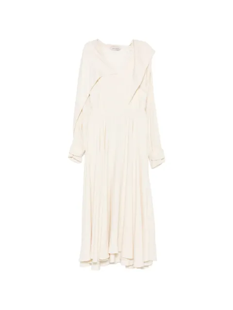 Alberta Ferretti cape-effect V-neck dress