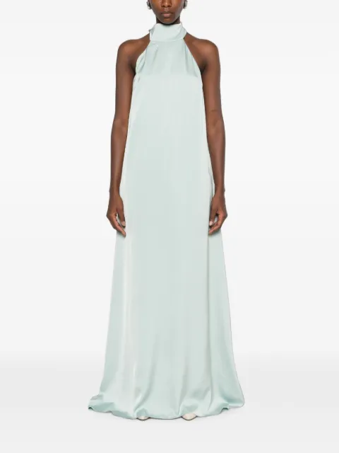 THE ARCHIVIA The Riviera feather-trim halterneck maxi dress