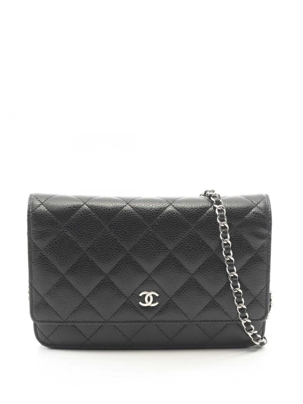 CHANEL Pre-Owned 2018 CC Quilted Caviar Wallet on Chain crossbody bag - Nero