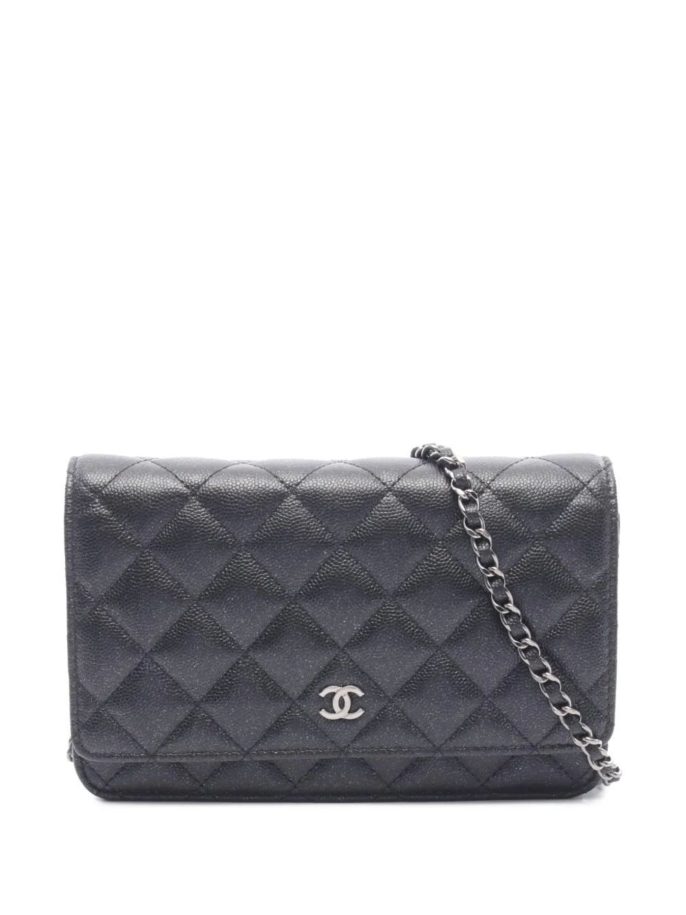CHANEL Pre-Owned 2017-2018 CC Quilted Caviar Wallet on Chain crossbody bag - Black