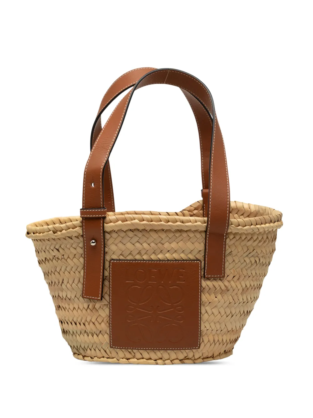 Loewe Pre-Owned 2020 Small Raffia Anagram Basket tote bag - Nude