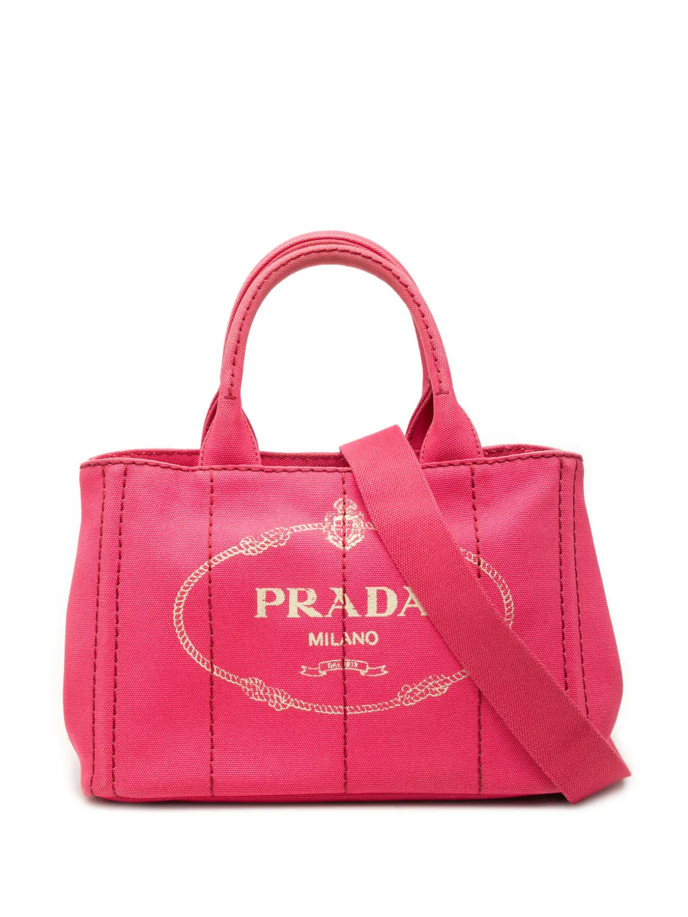 Prada Pre-Owned 2013-2026 Small Canvas Canapa Logo Tote satchel - Rosa