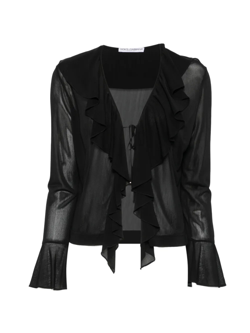 Gucci Pre-Owned Blusa semi trasparente con ruches anni 2000 - Nero