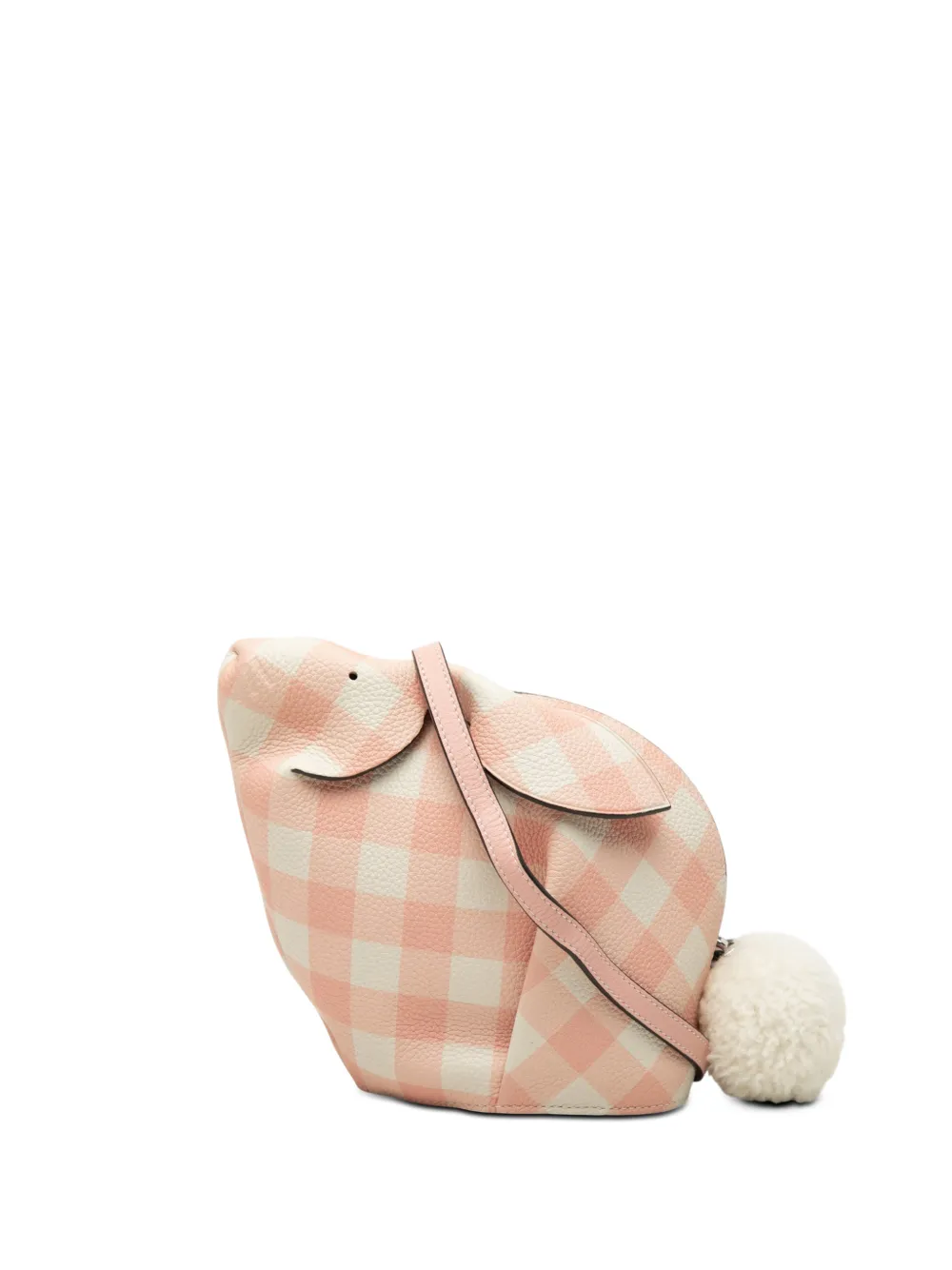 Loewe Pre-Owned 2018 Mini Calfskin Shearling Gingham Bunny crossbody bag - Rosa