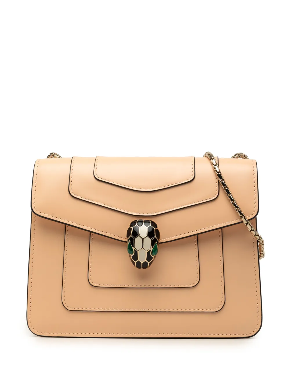 Bvlgari Pre-Owned 2000-2026 Small Leather Square Serpenti Forever Chain crossbody bag - Nude