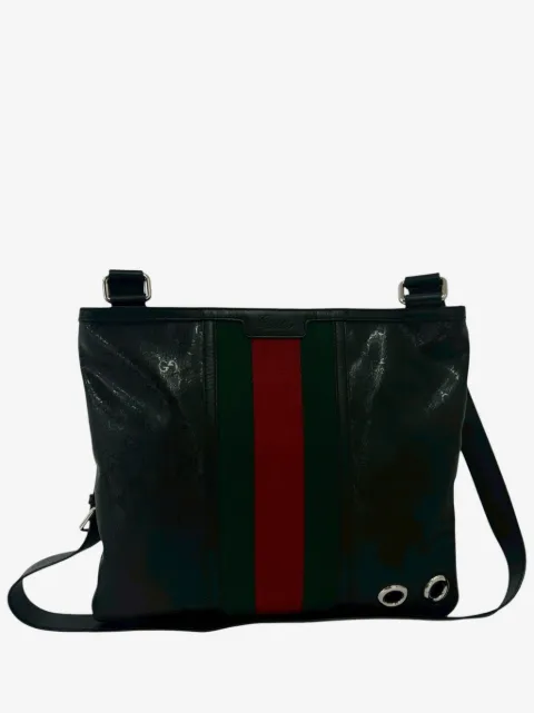 Gucci Pre-Owned Fiat 500 GG Imprime 织带中号邮差包斜挎包(20世纪典藏款)