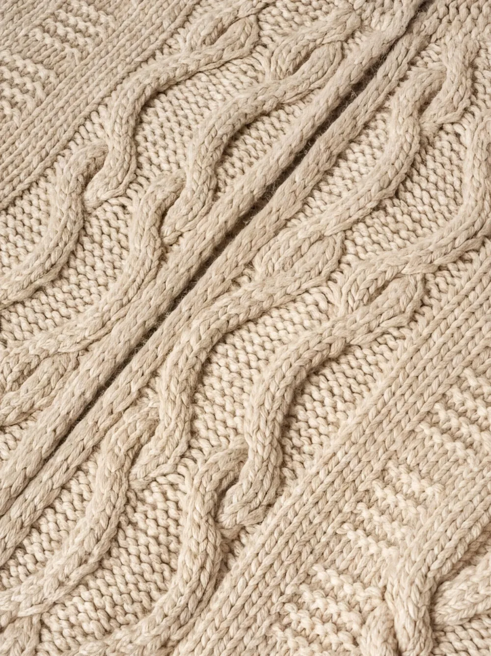 Malo Kabelgebreide jas met capuchon Beige