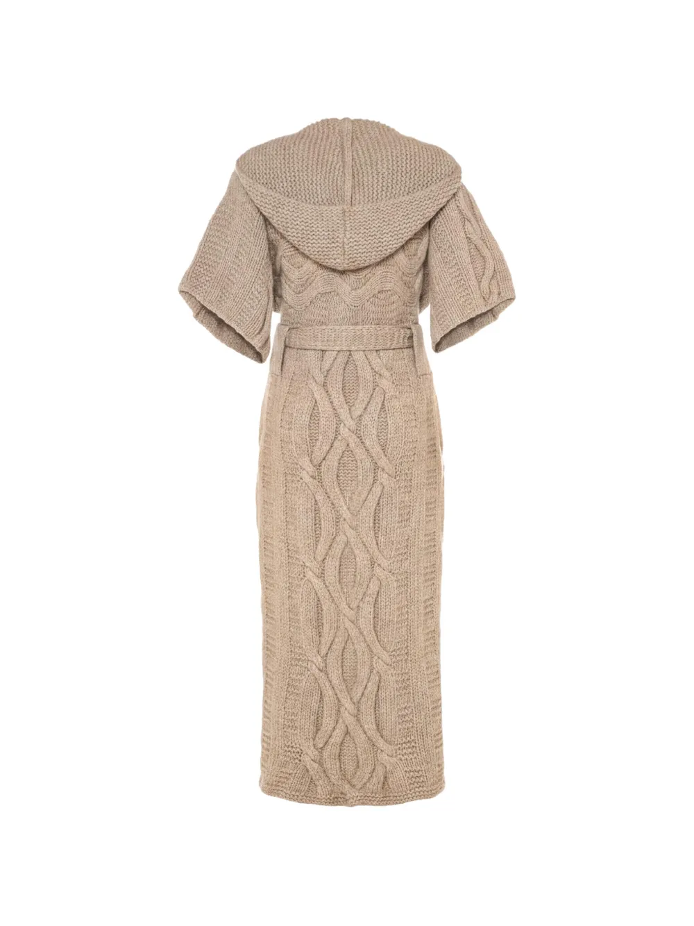 Malo Kabelgebreide jas met capuchon Beige
