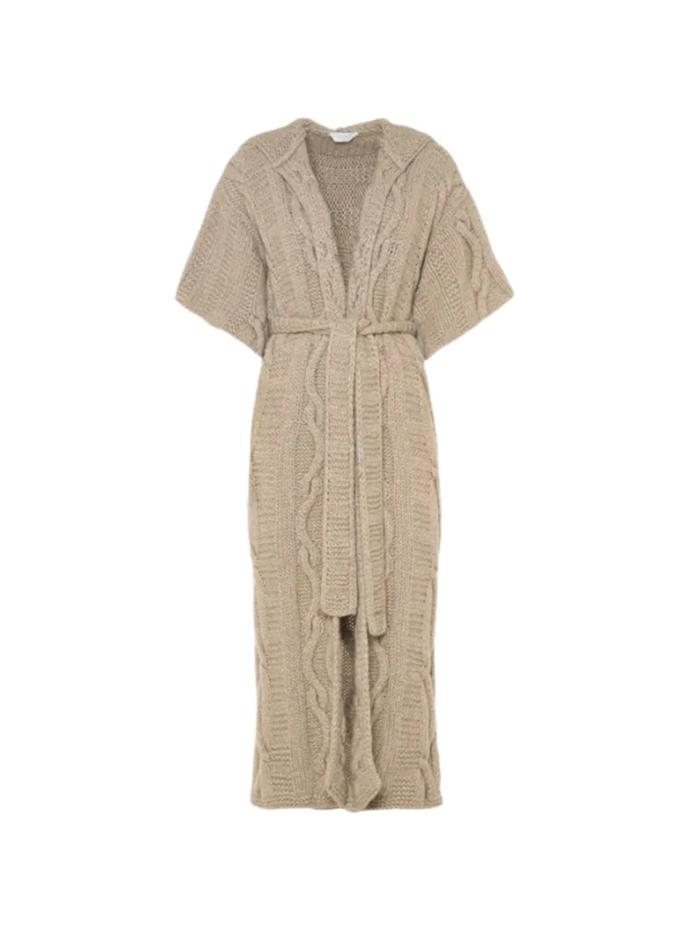 Malo cable-knit hooded coat - Nude