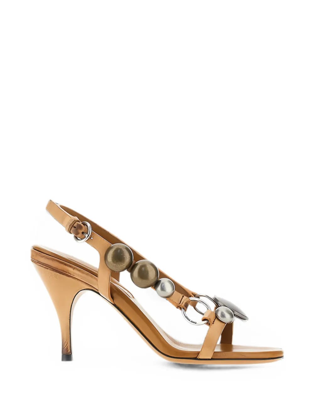 Miu Miu Sandali in pelle con tacco - Marrone