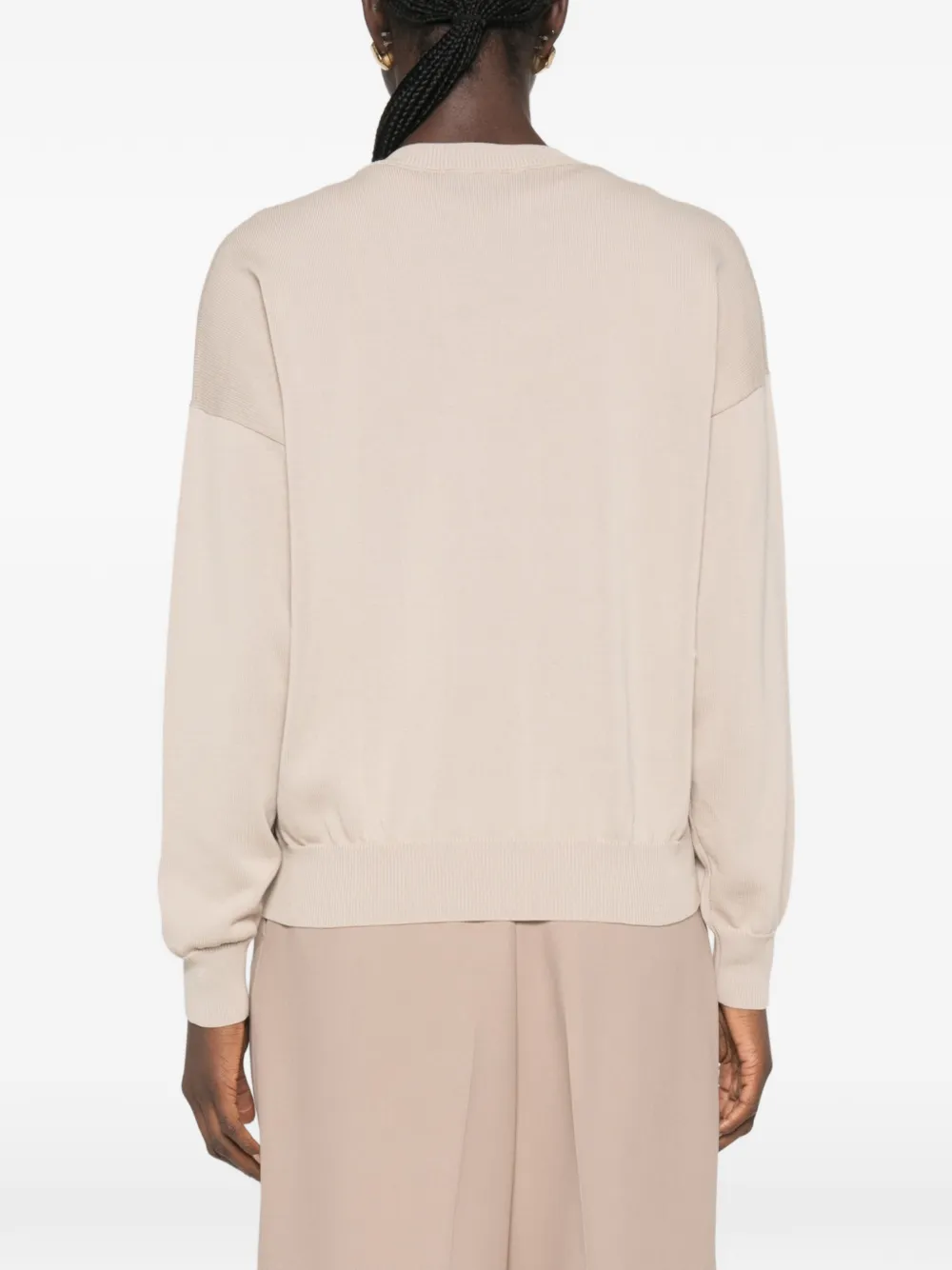 Peserico Trui met V-hals en zak Beige