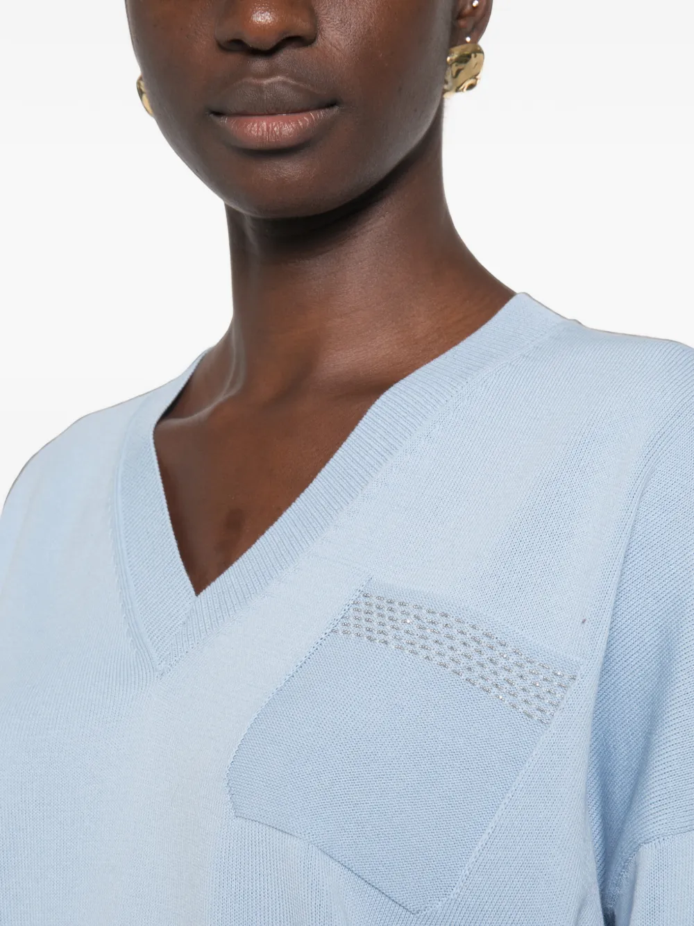 Peserico embellished V-neck sweater Blauw