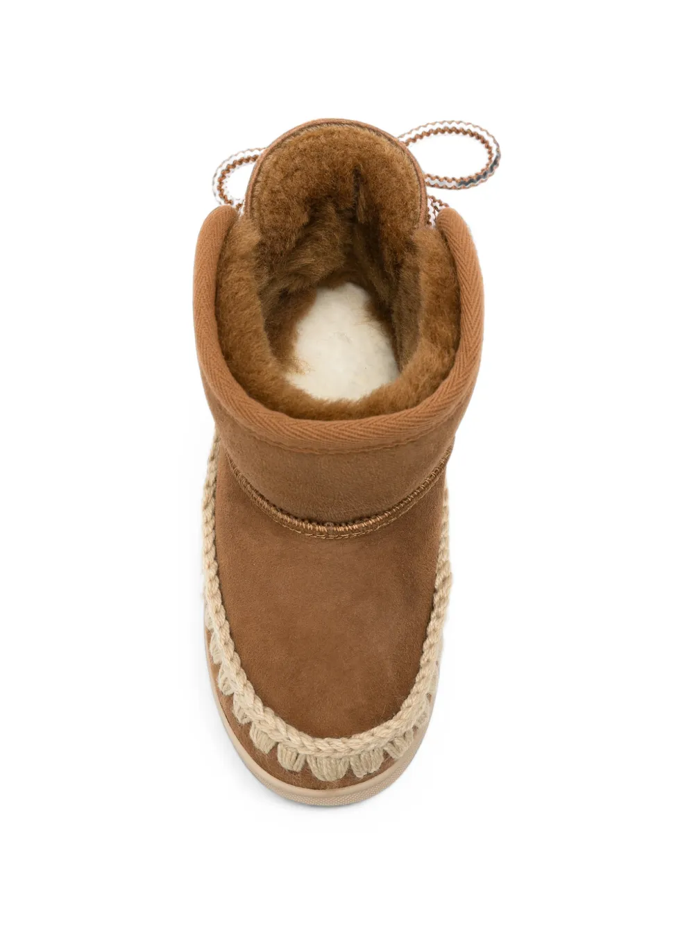 Mou Kids crochet-trim lace-up boots Bruin