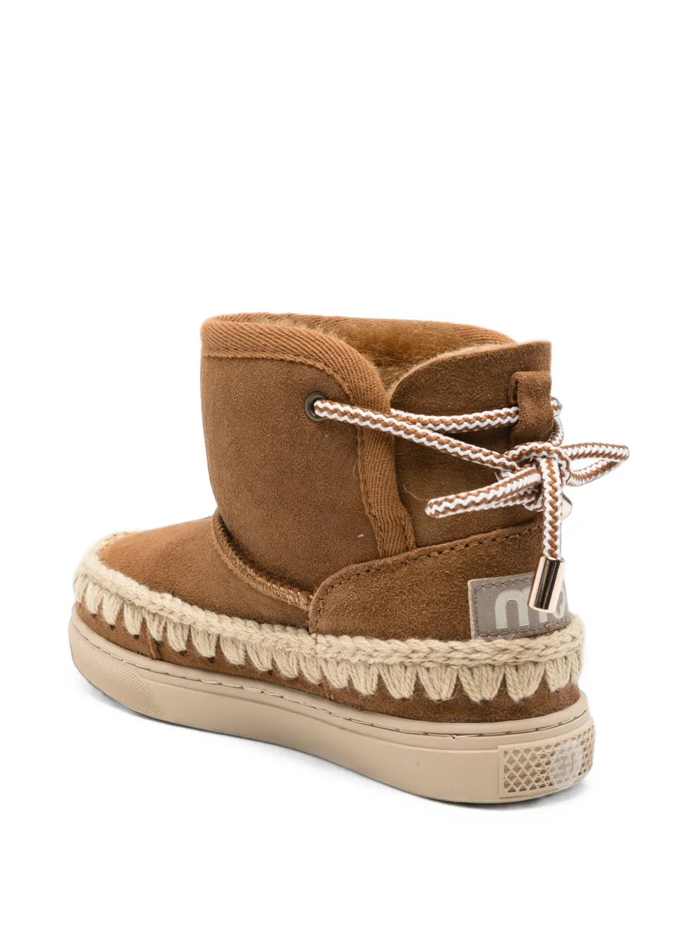 Mou Kids crochet-trim lace-up boots Bruin