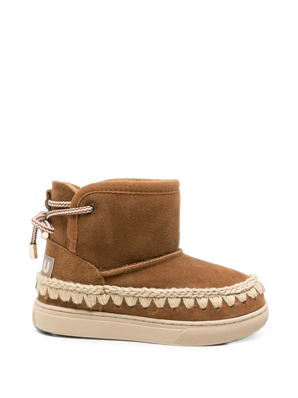 Mou Kids crochet-trim lace-up boots Bruin
