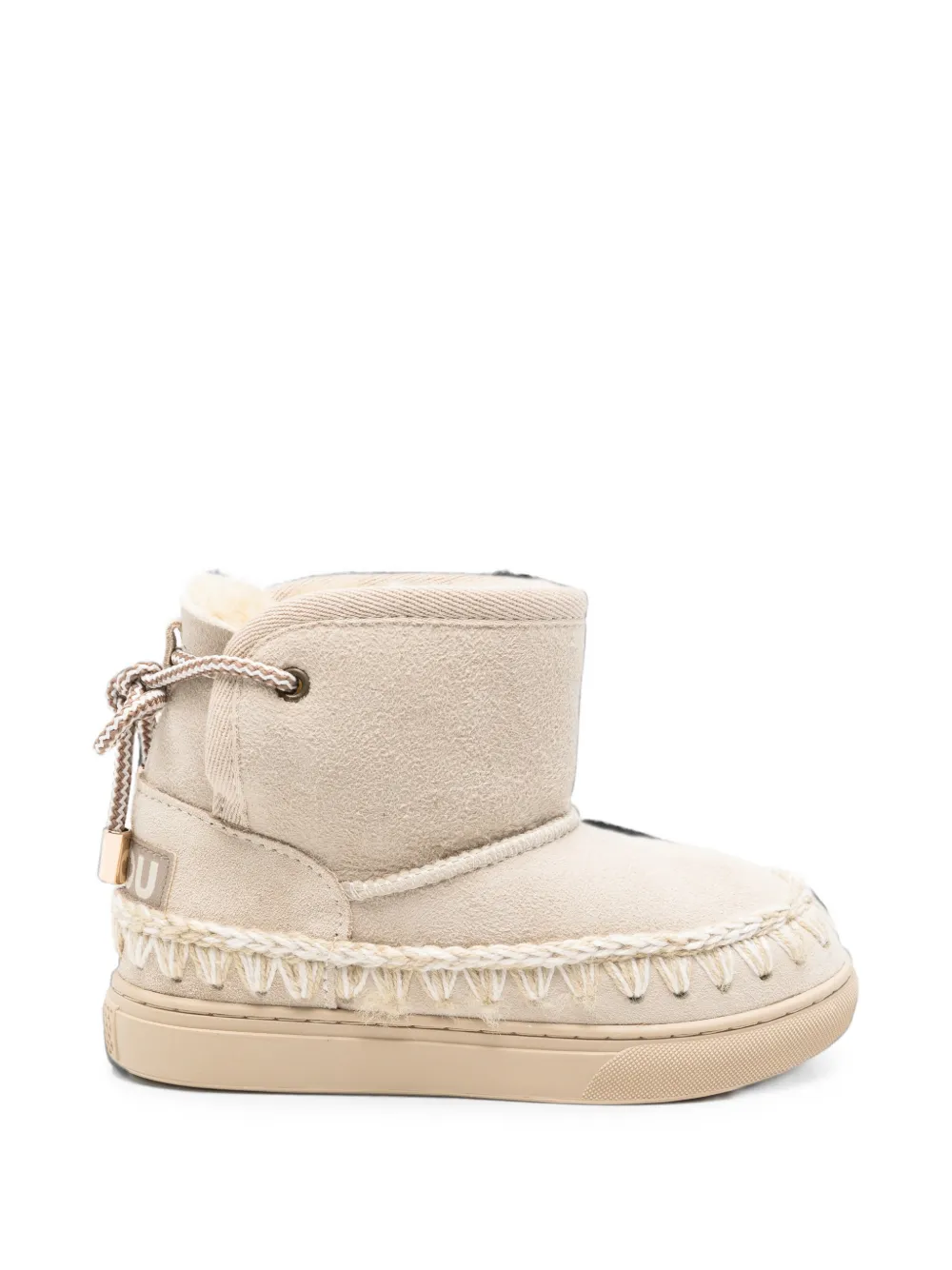 Mou Kids crochet-trim boots Beige