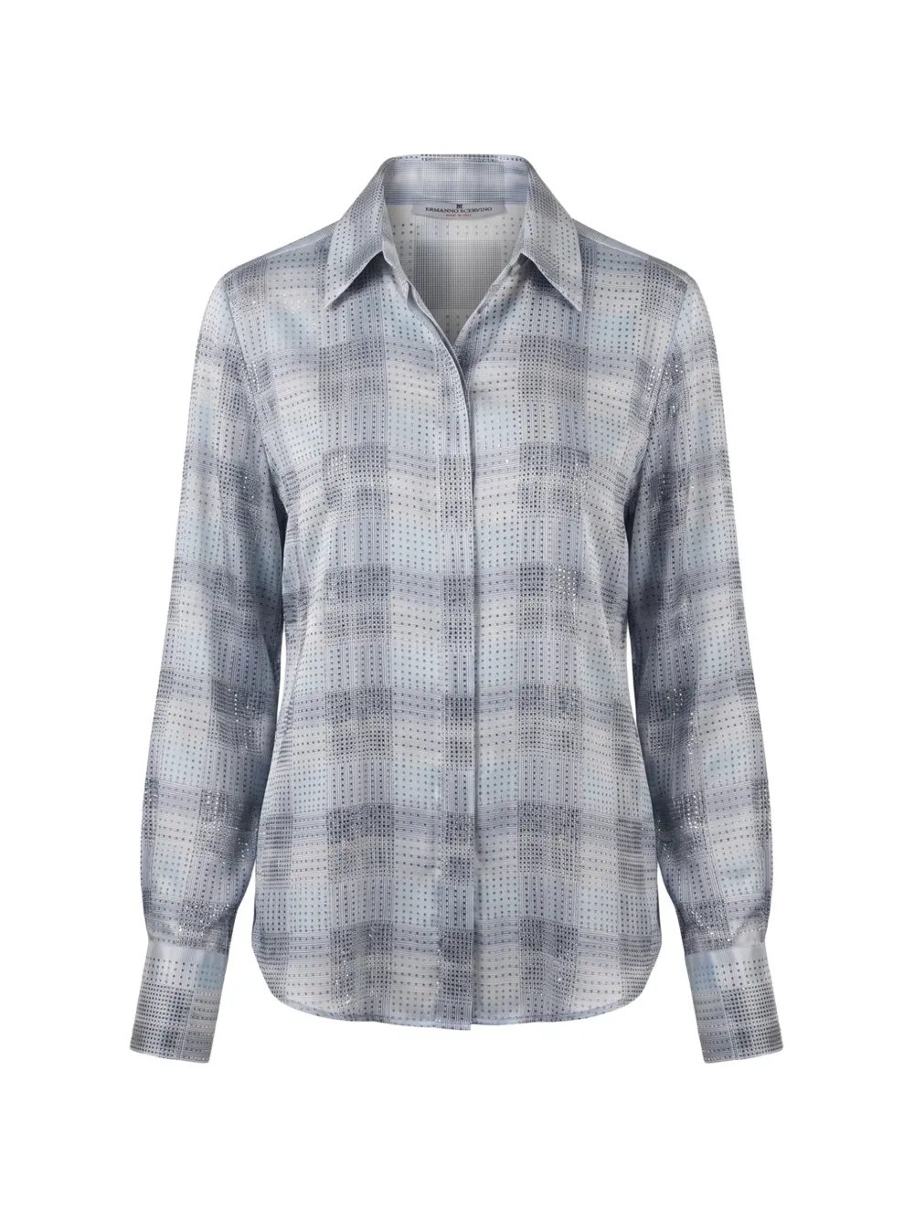 Ermanno Scervino check-print rhinestone-embellished shirt - Blau