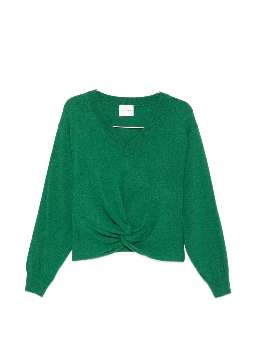 Nude twist-detail V-neck sweater - Grün