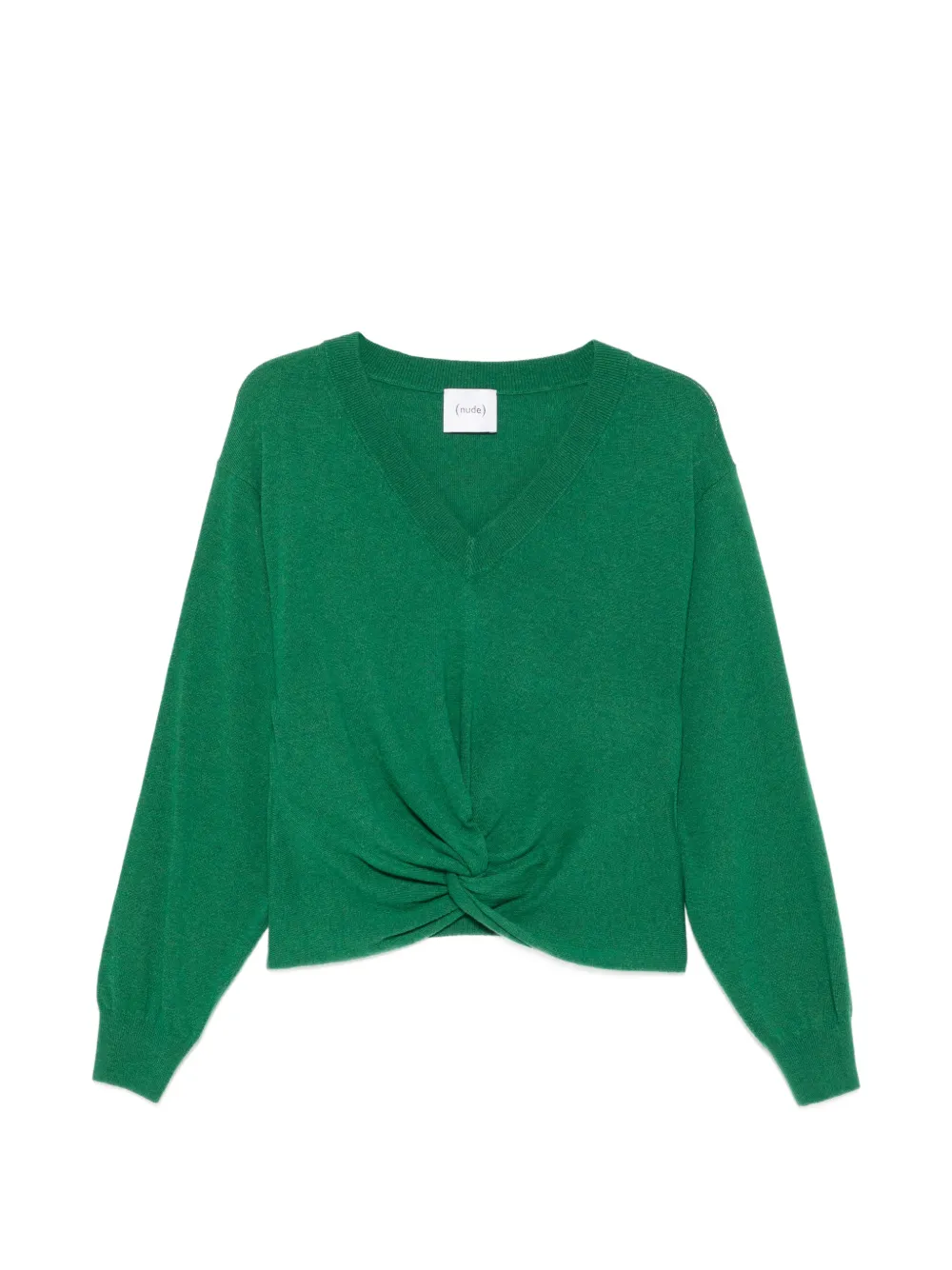 Nude twist-detail V-neck sweater - Verde