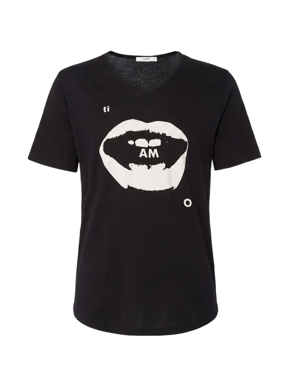 FENDI graphic-print V-neck T-shirt - Nero