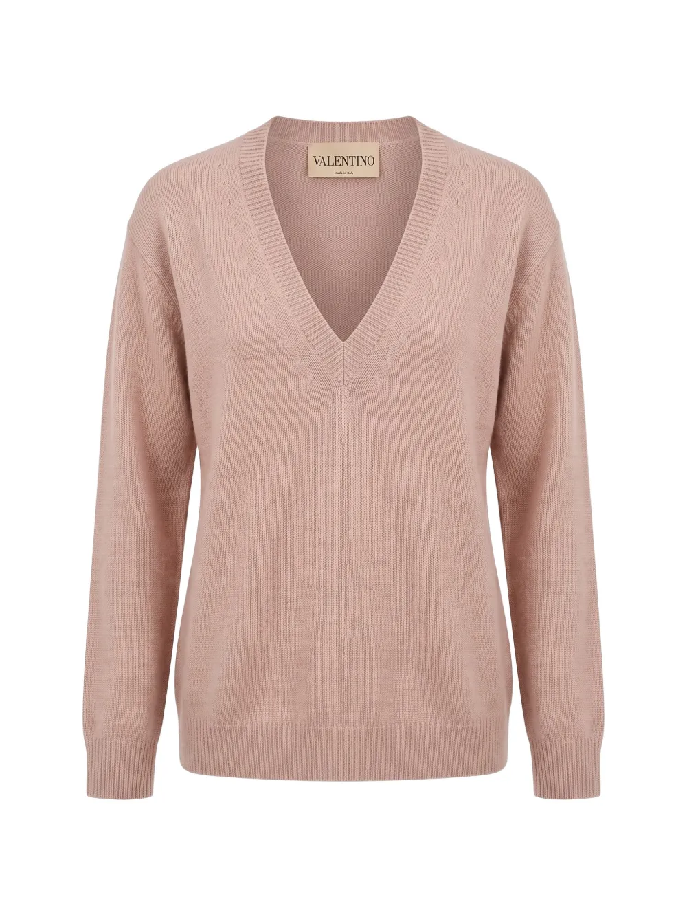 Valentino Garavani cable-knit V-neck sweater - Rosa
