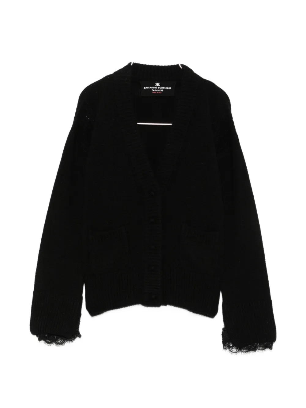 Ermanno Scervino lace-trim cashmere cardigan - Blau