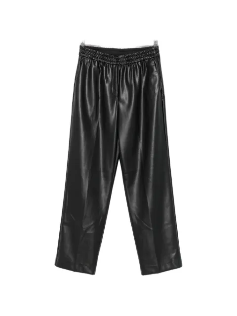 Nude elasticated faux-leather trousers