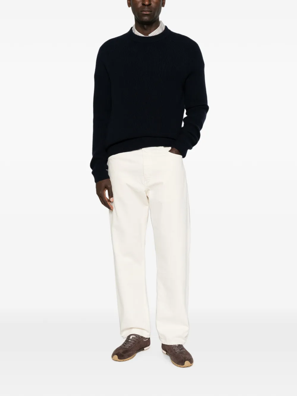 Malo Ribgebreide trui met raglan mouwen Blauw