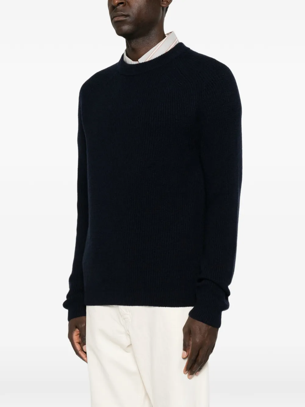 Malo Ribgebreide trui met raglan mouwen Blauw