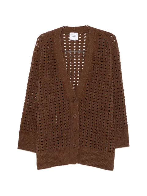 Nude perforated-knit wool cardigan