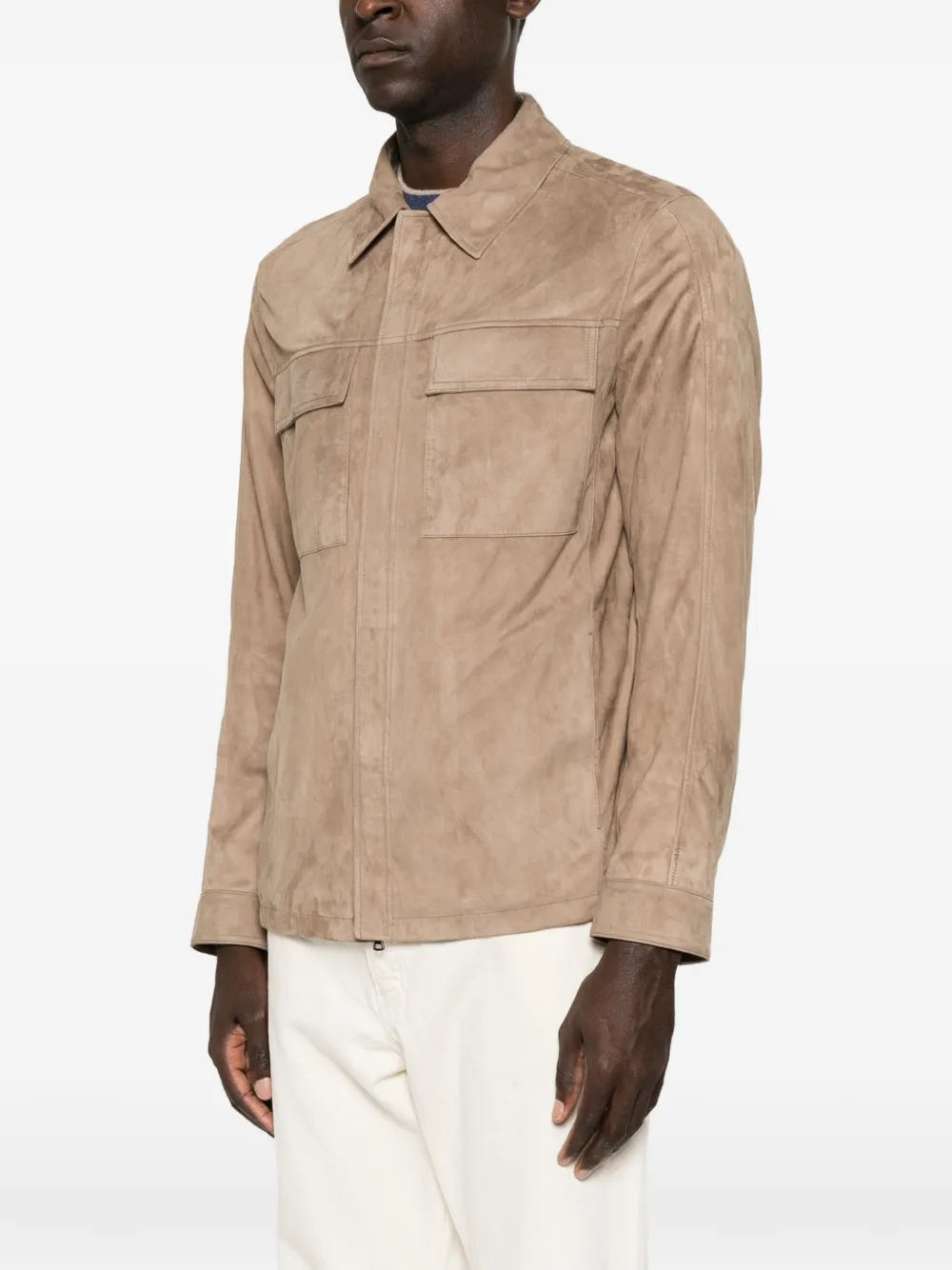 Paul & Shark Suède jack met vlakken Beige