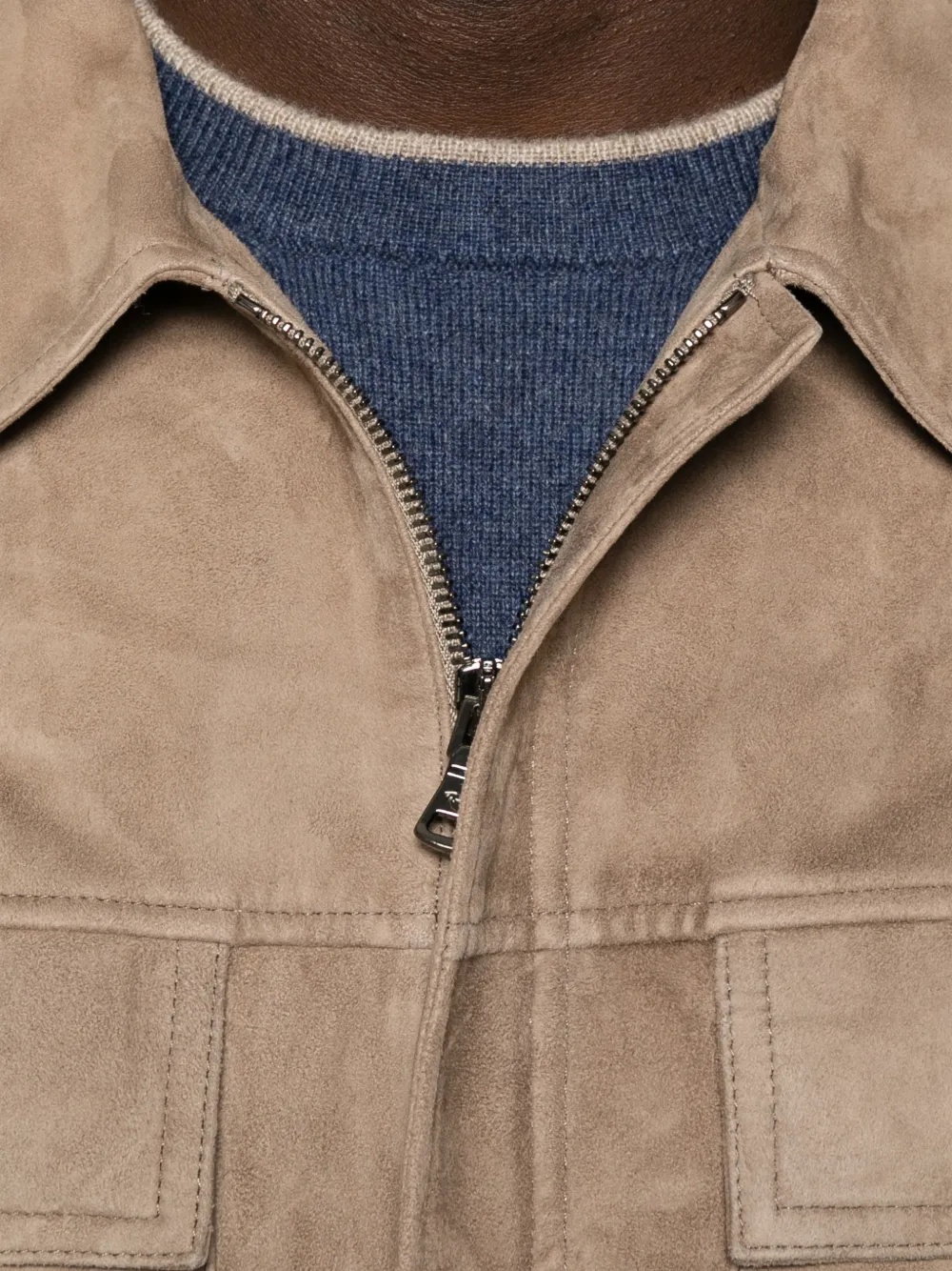 Paul & Shark Suède jack met vlakken Beige