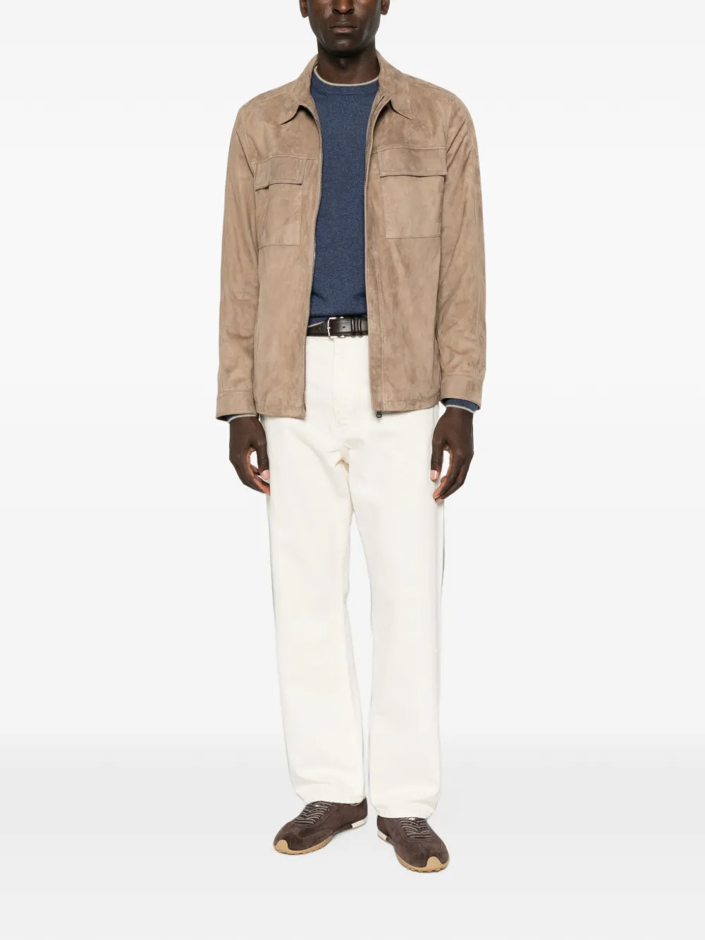 Paul & Shark Suède jack met vlakken Beige