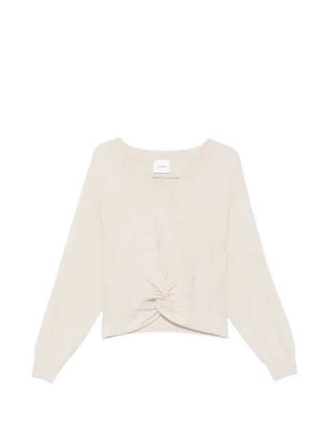 Nude twist-detail V-neck sweater