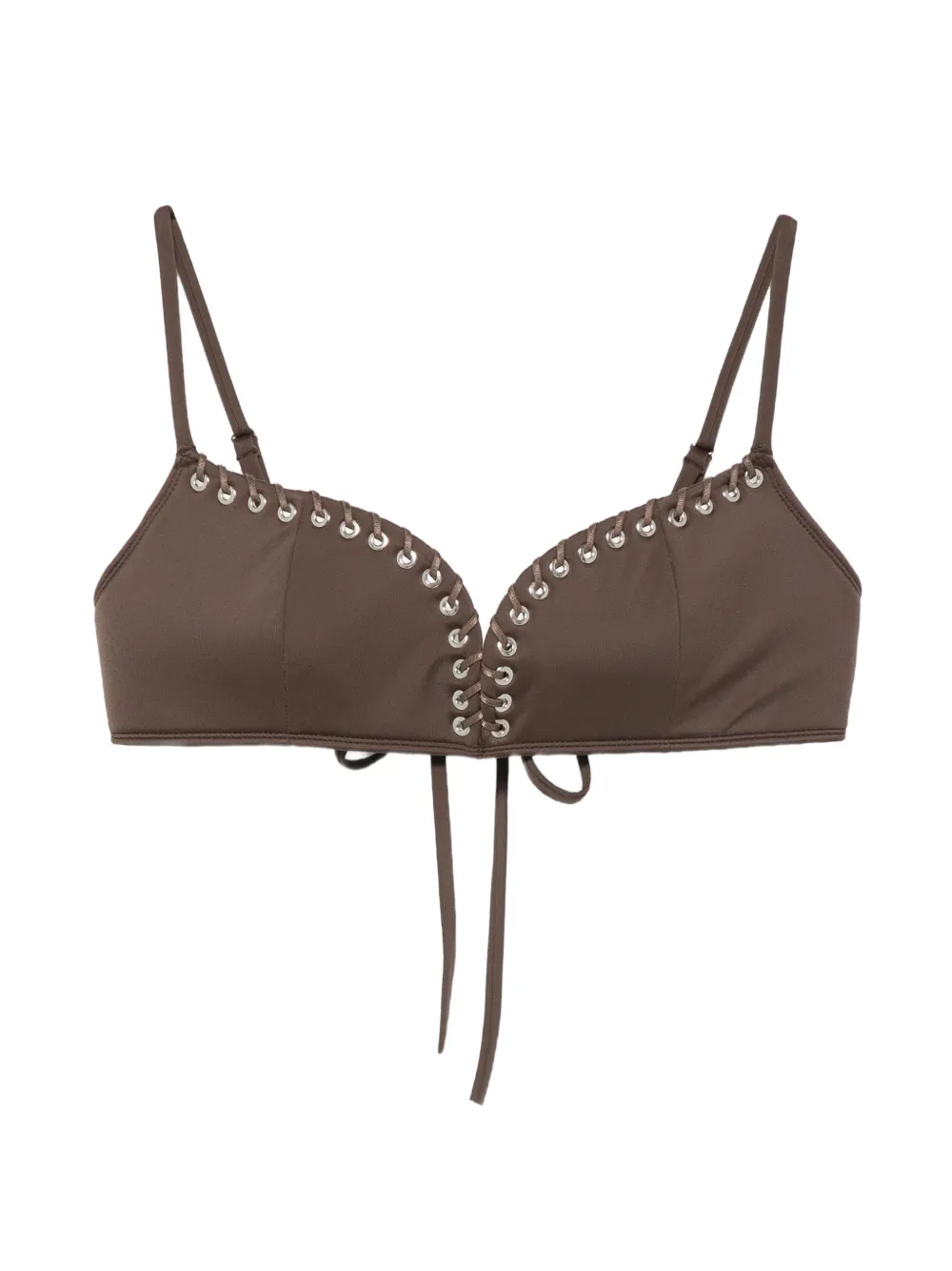 Ludovic de Saint Sernin eyelet lace-up bikini top - Braun