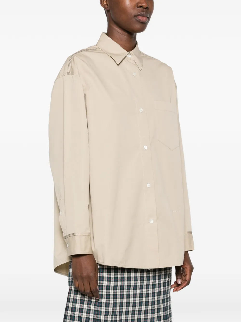 Marni Blouse met borstzak en knoopsluiting Beige