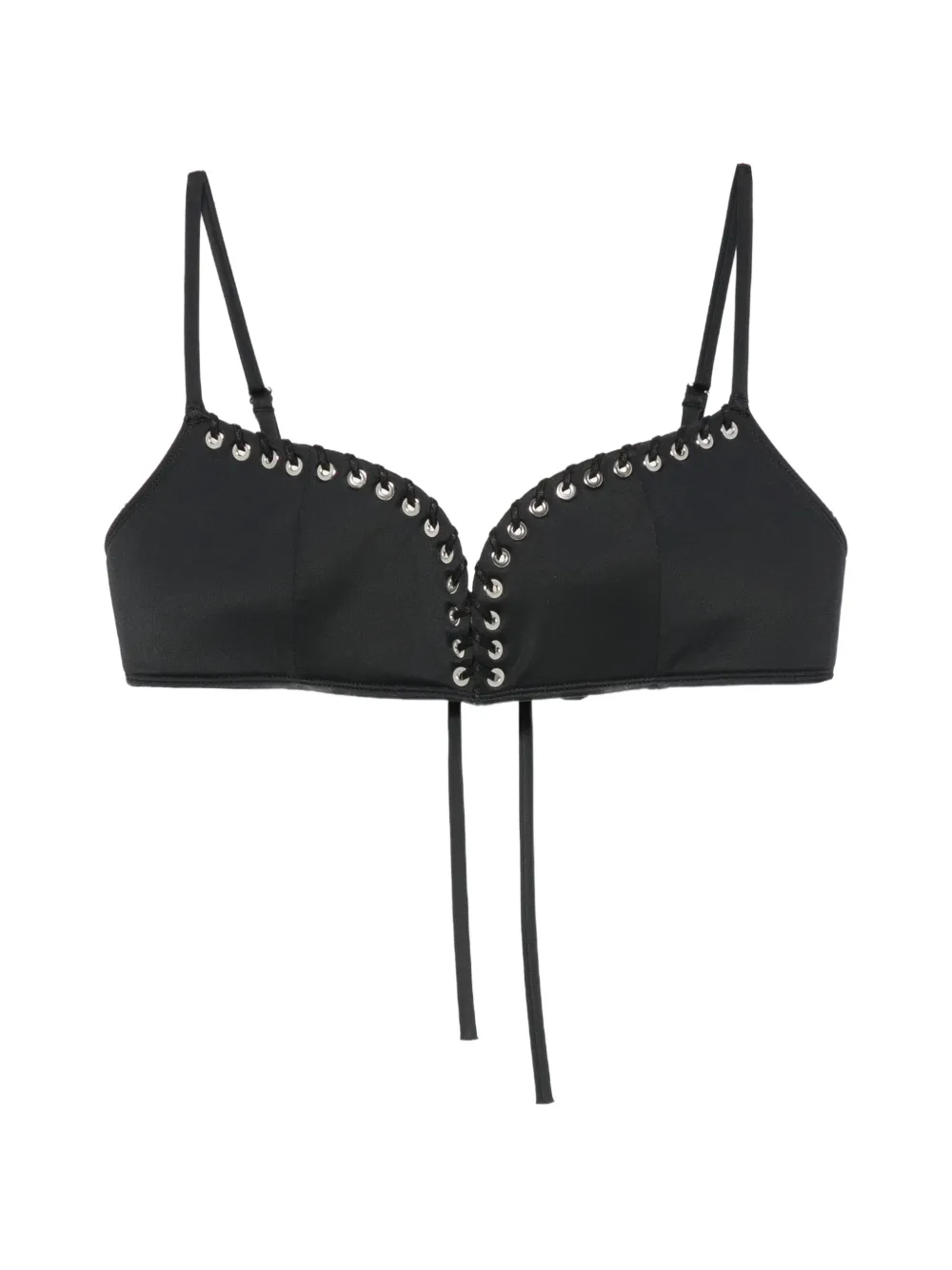 Ludovic de Saint Sernin eyelet-embellished lace-up bikini top - Schwarz
