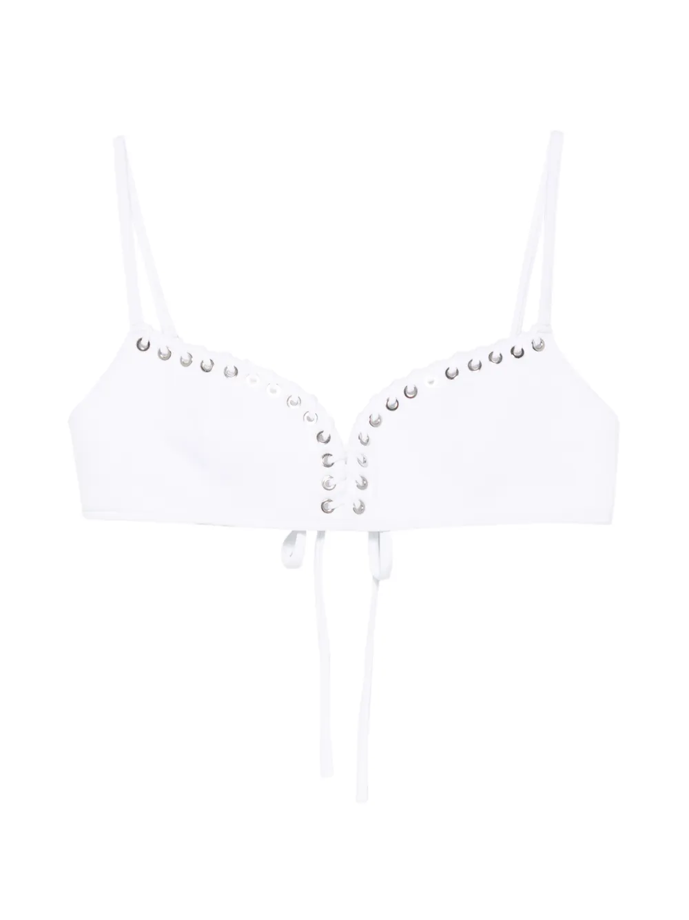 Ludovic de Saint Sernin eyelet-embellished lace-up bikini top - Weiß