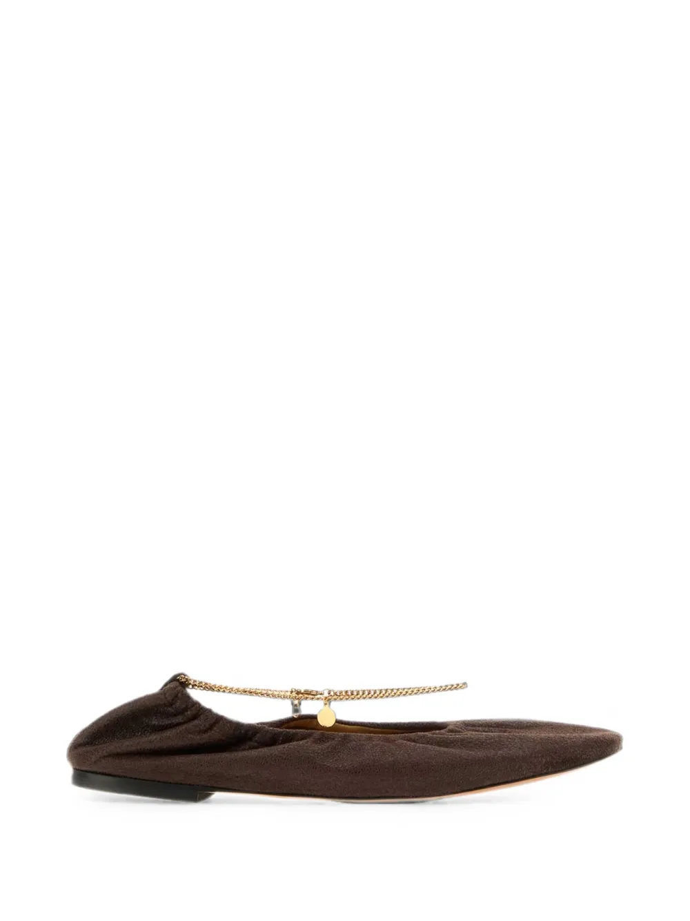 Stella McCartney chain-detail leather ballet flats - Marrone