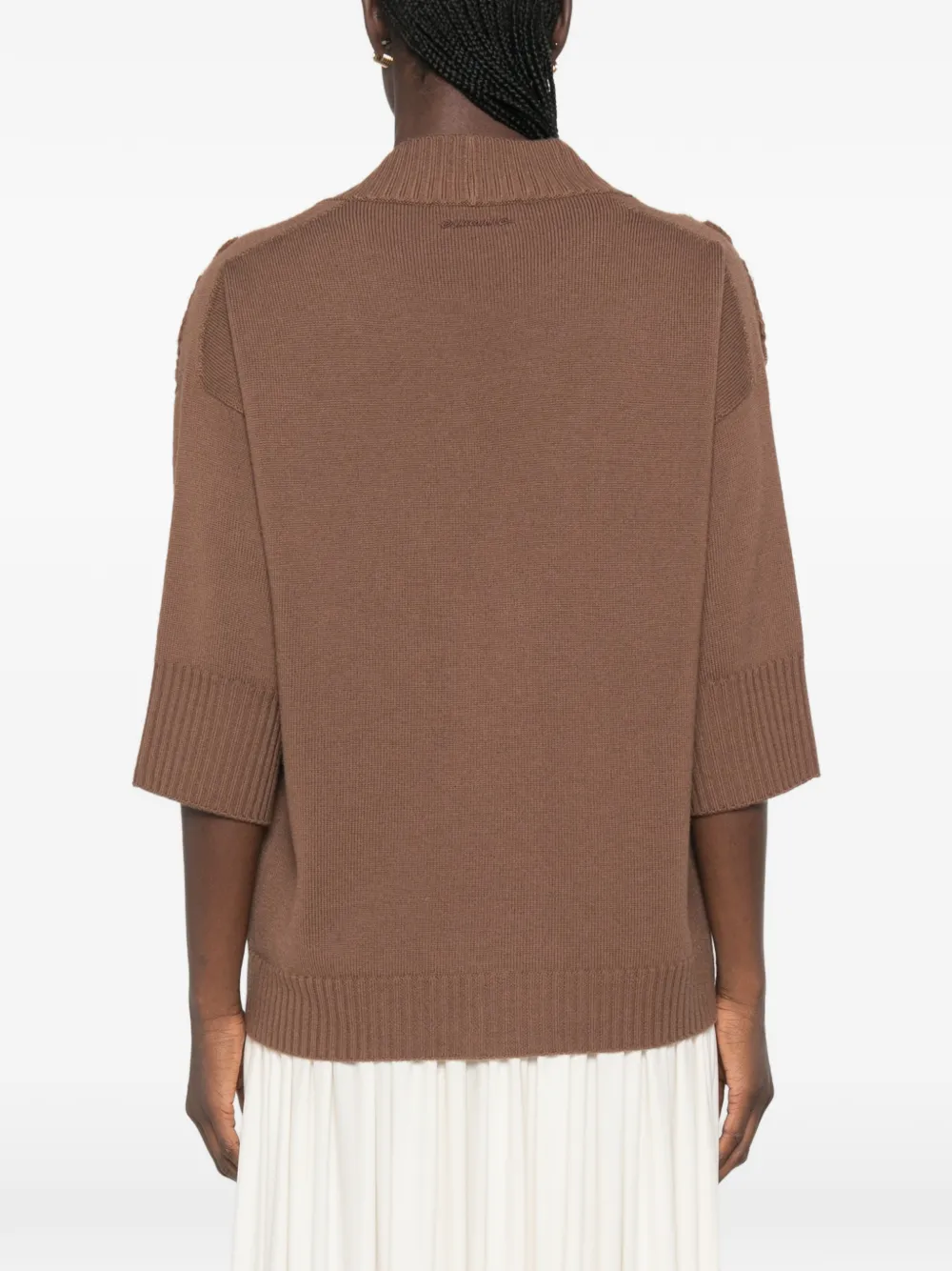 ERMANNO FIRENZE Vest met bloemapplicatie en korte mouwen Bruin