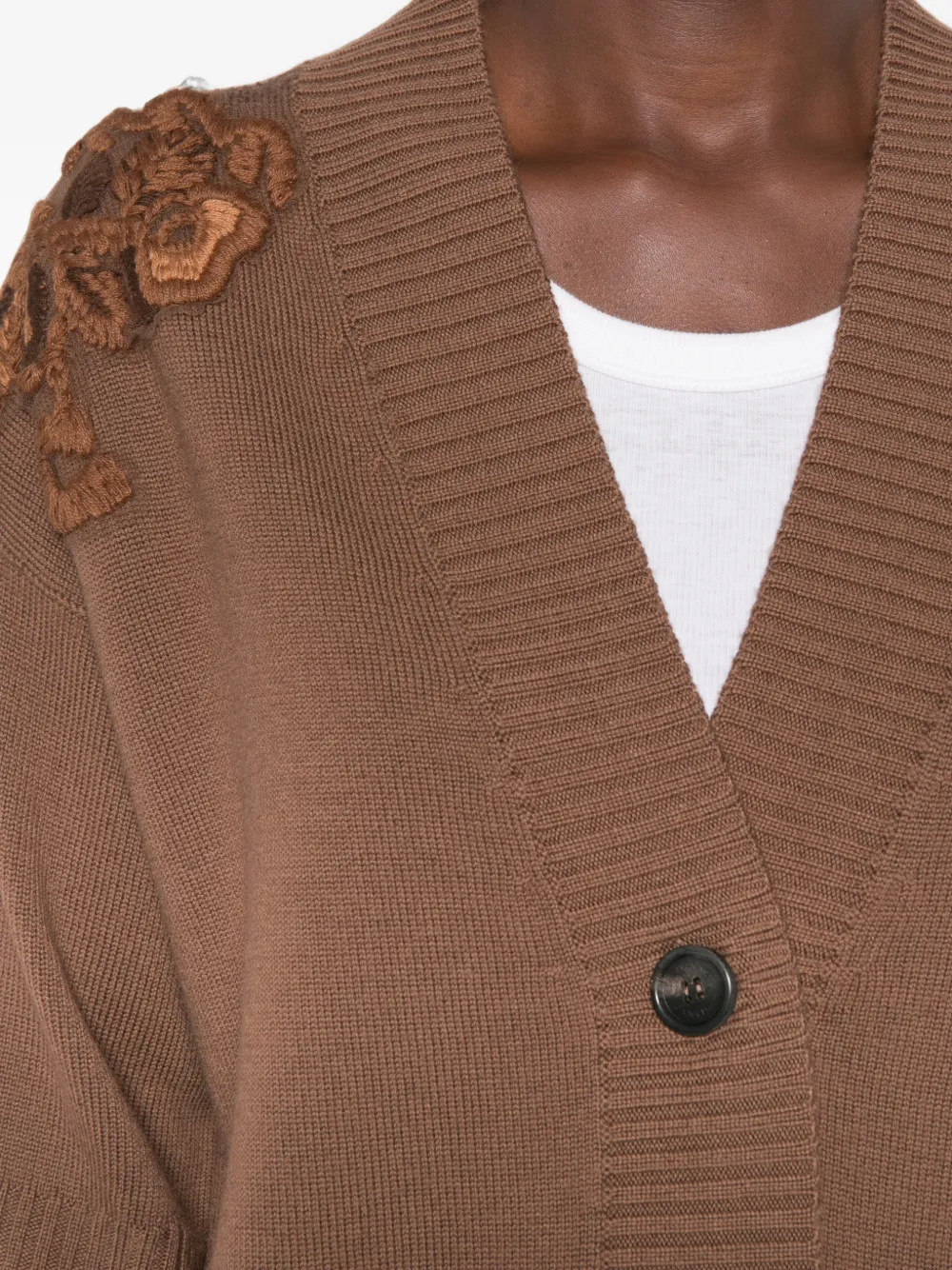 ERMANNO FIRENZE Vest met bloemapplicatie en korte mouwen Bruin