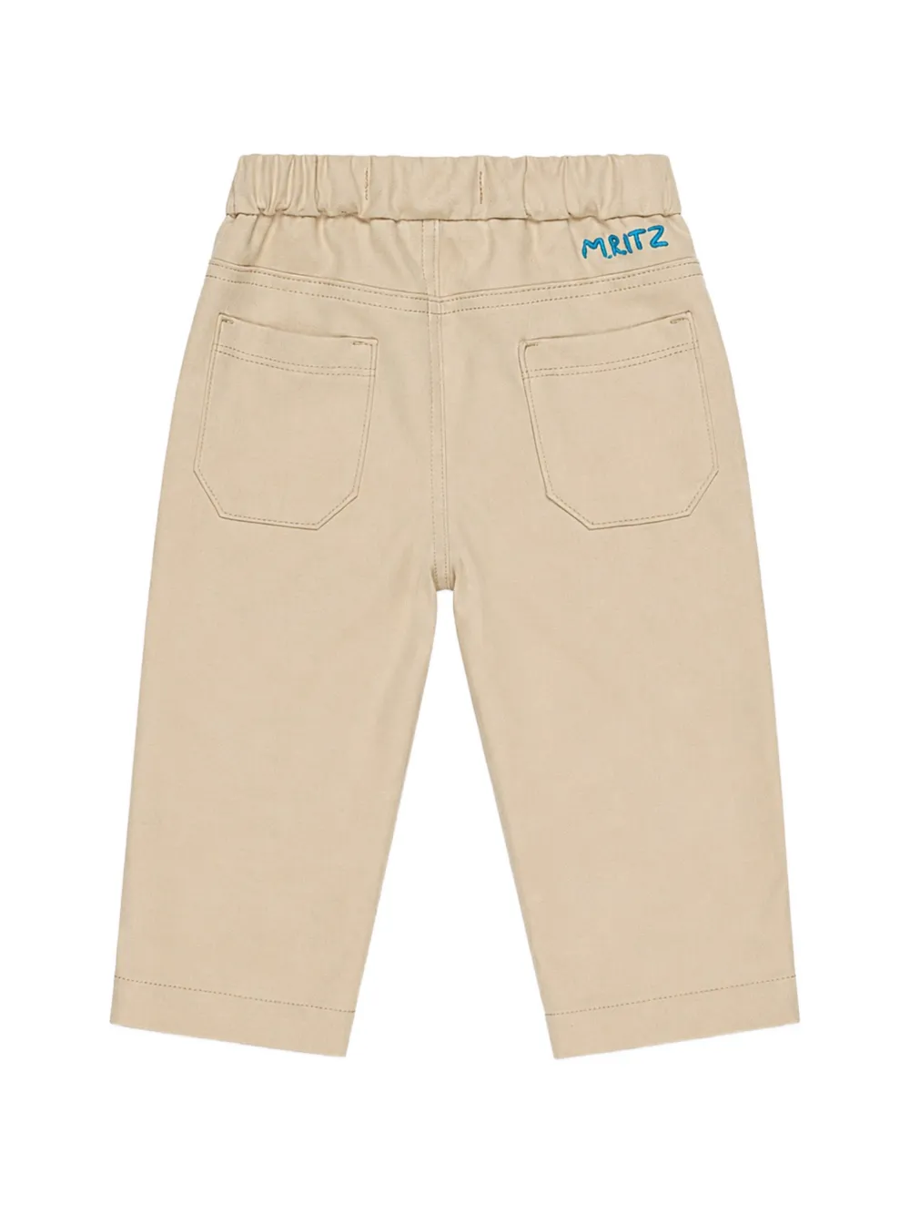 Manuel Ritz Kids Broek met geborduurd logo en elastische taille Beige