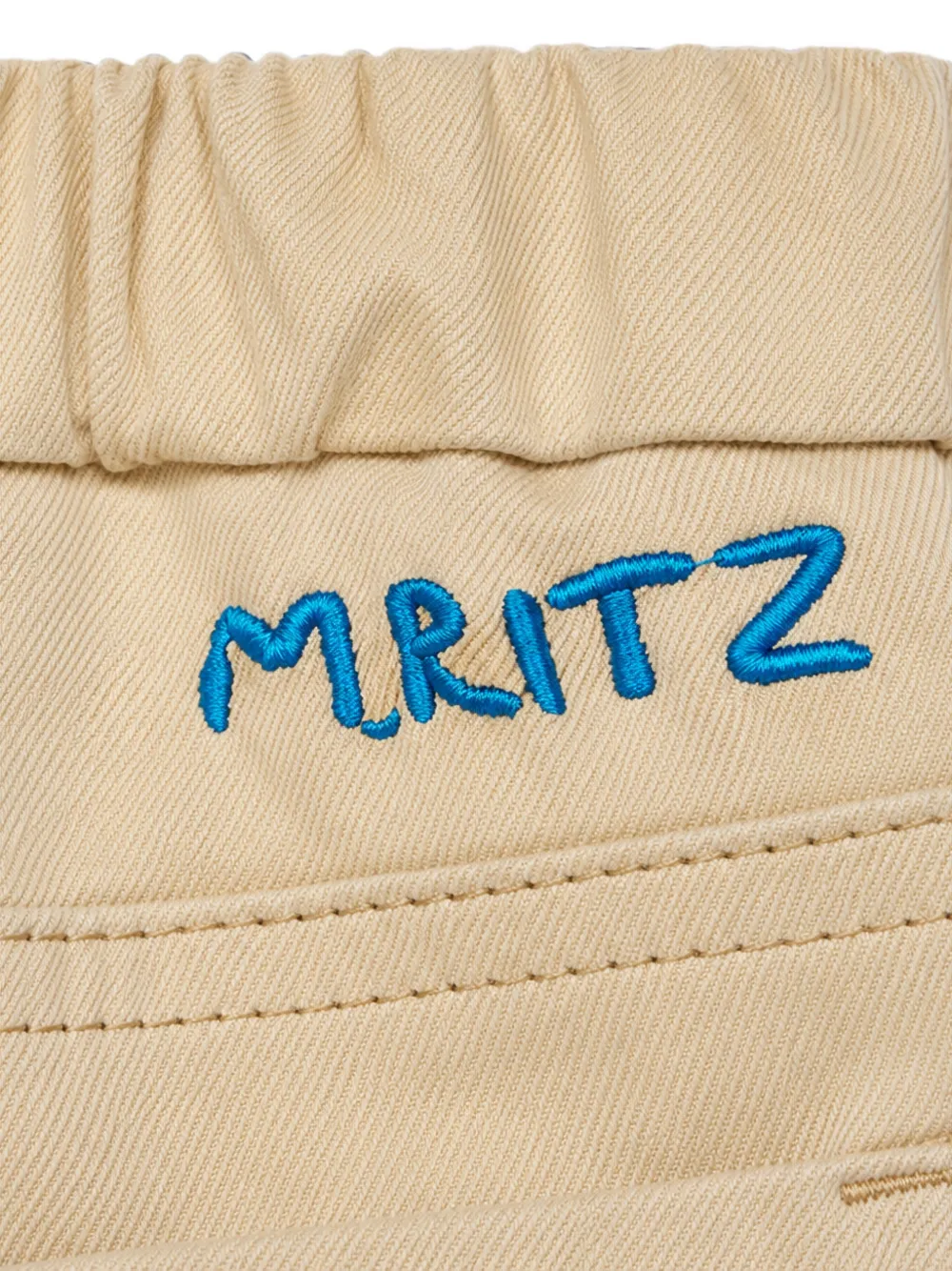 Manuel Ritz Kids Broek met geborduurd logo en elastische taille Beige